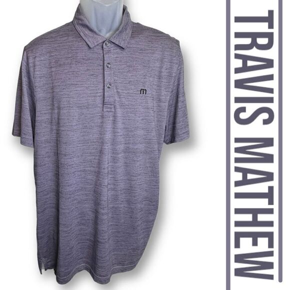 TRAVIS MATHEW FLYING TORTILLA POLO PURPLE SAGE HEATHER Men’s Large Golf - Picture 1 of 10